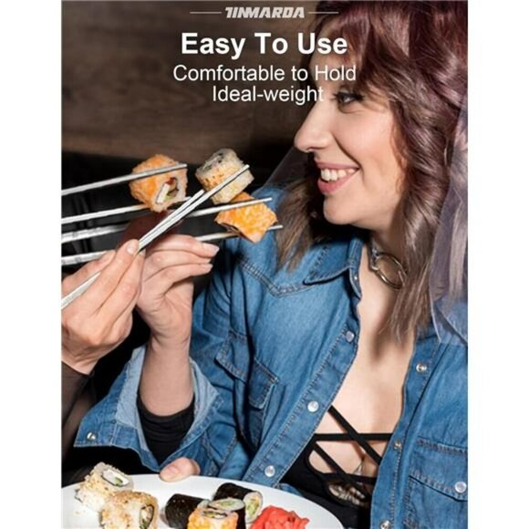 Stainless Steel Chopsticks Set Reusable Non Slip Dishwasher Safe 5 Pairs - Picture 6 of 7